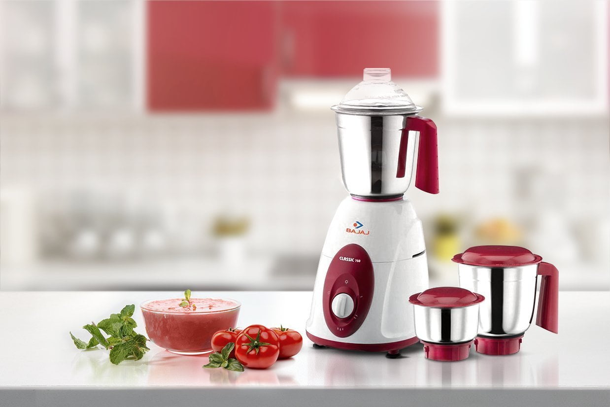 Bajaj Majesty Classic Watt Juicer Mixer Grinder White Red Tech