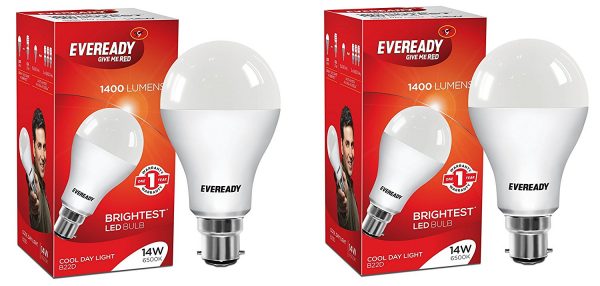 Eveready 14-Watt LED Bulbs (White/Cool Day Light) 2 Pieces Pack