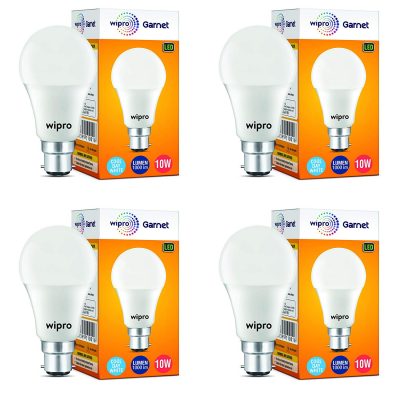 Wipro Garnet 10-Watt LED Bulb (Pack of 4, Cool Day Light)