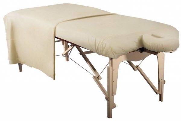 Beige Flannel Fitted & Flat Sheet Massage Table Face Cover 3pc Set