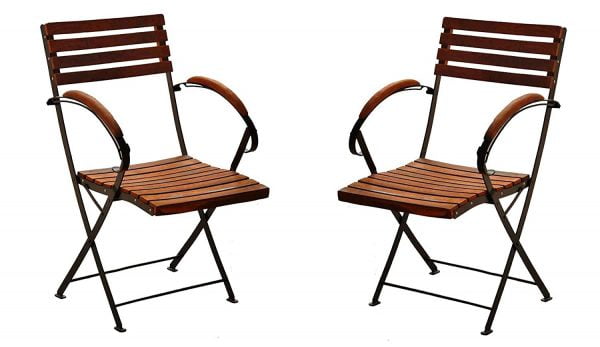 Matchless Bistro Arm Folding Chair Set Of 2