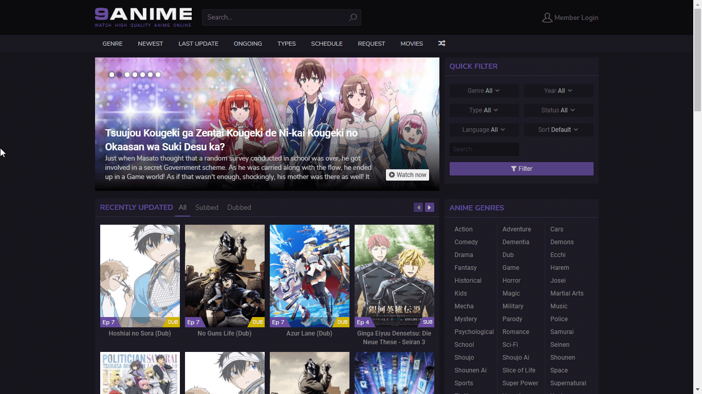 9anime Homepage